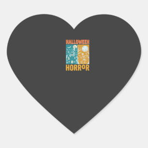 Halloween Haunted House Moon Skeleton Design_1 Heart Sticker