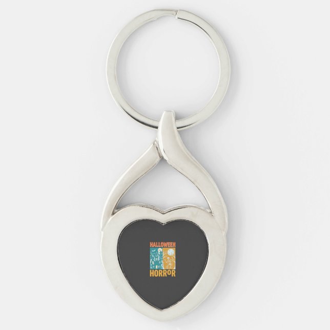 Halloween Haunted House Moon Skeleton Design_1 Key Ring (Front)