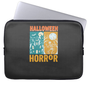 Halloween Haunted House Moon Skeleton Design_1 Laptop Sleeve