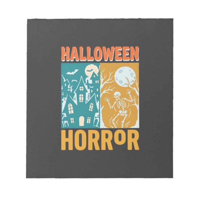 Halloween Haunted House Moon Skeleton Design_1 Notepad (Front)