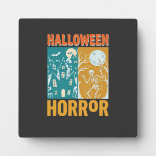 Halloween Haunted House Moon Skeleton Design_1 Plaque