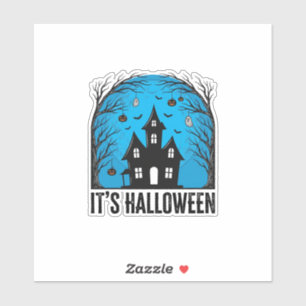 Halloween Haunted House Moon Vintage Engraving Des