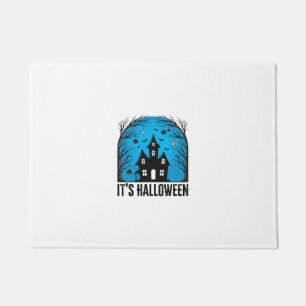 Halloween Haunted House Moon Vintage Engraving Des Doormat