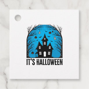 Halloween Haunted House Moon Vintage Engraving Des Favour Tags