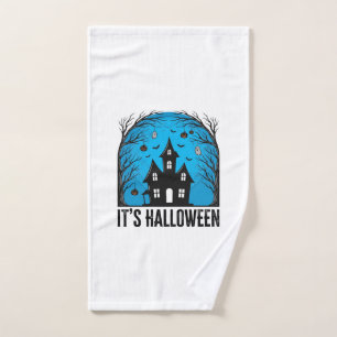 Halloween Haunted House Moon Vintage Engraving Des Hand Towel