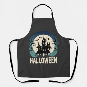 Halloween Haunted House Moonlight Vector Apron