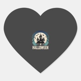 Halloween Haunted House Moonlight Vector Heart Sticker