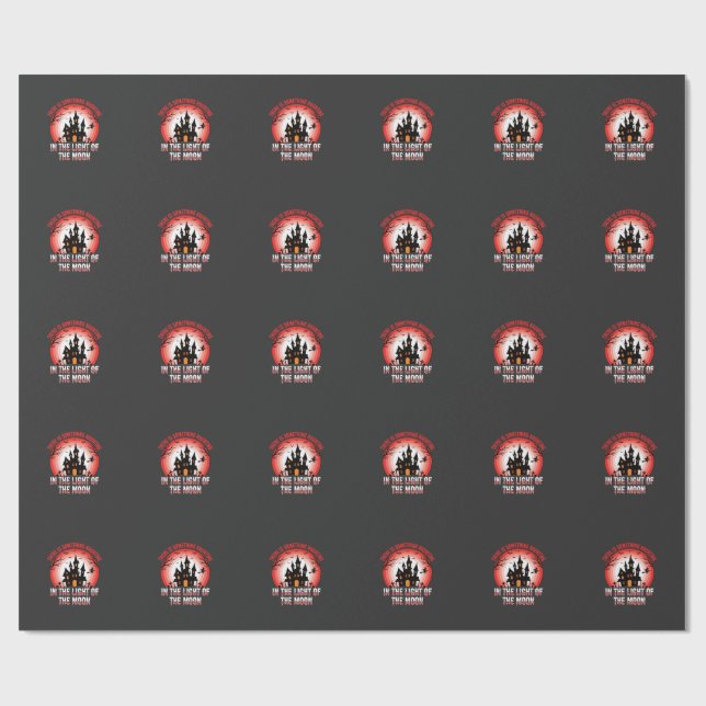Halloween Haunted House Moonlight Witch Wrapping Paper (Flat)
