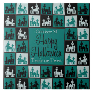 Halloween haunted house mosaic ceramic tile