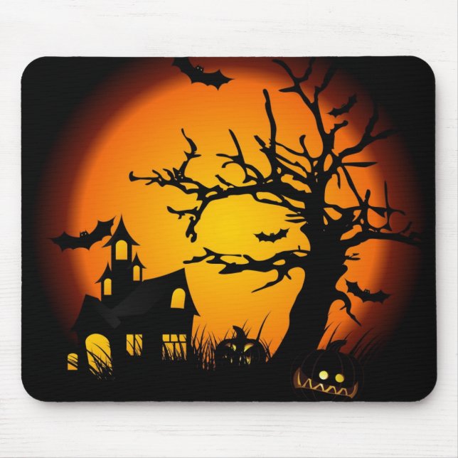 Halloween haunted house mouse pad (Front)