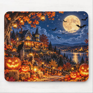 Halloween Haunted House Mouse Pad