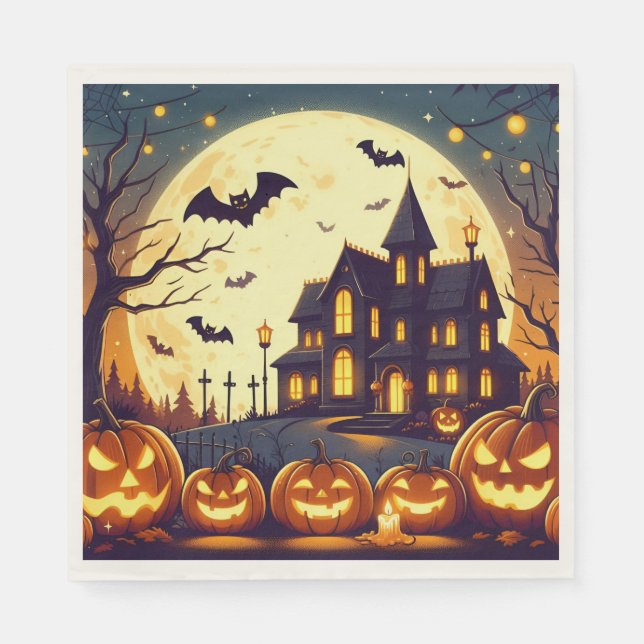Halloween Haunted House Napkin (Front)