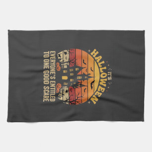 Halloween Haunted House One Good Scare Design_1 Tea Towel