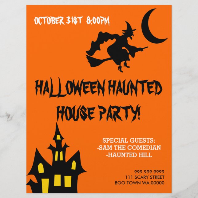 Halloween Haunted House Party Announcement Flyer (Front)