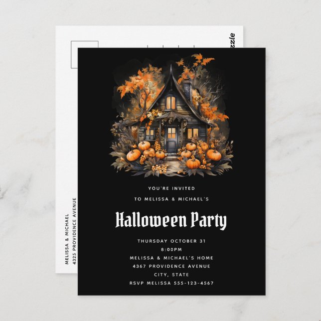 Halloween Haunted House Party Invitation Postcard (Front/Back)