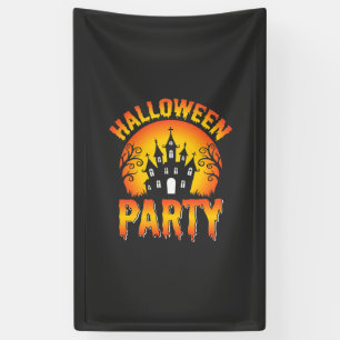 Halloween Haunted House Party Vector Banner