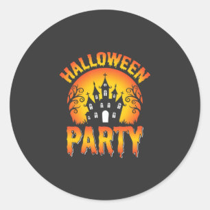 Halloween Haunted House Party Vector Classic Round Sticker