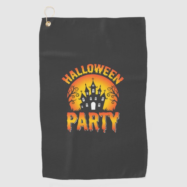 Halloween Haunted House Party Vector Golf Towel (Front)