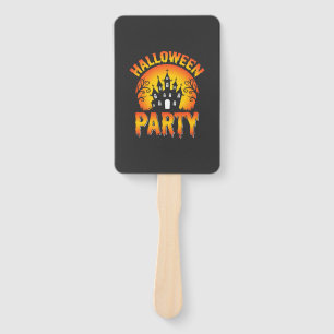 Halloween Haunted House Party Vector Hand Fan
