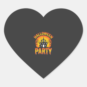 Halloween Haunted House Party Vector Heart Sticker