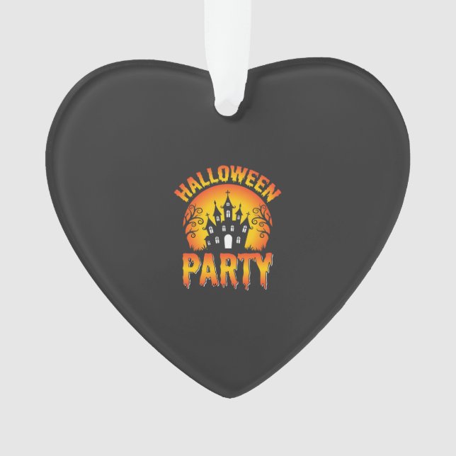 Halloween Haunted House Party Vector Ornament (Front)
