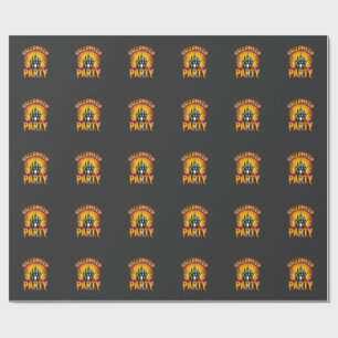 Halloween Haunted House Party Vector Wrapping Paper
