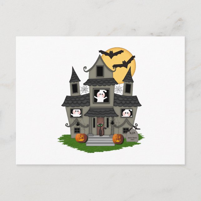 Halloween Haunted House Postcard (Front)