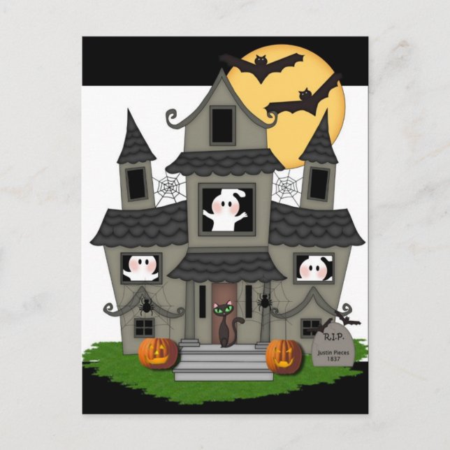 Halloween Haunted House Postcard (Front)