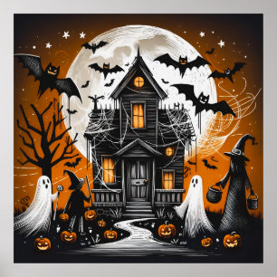 Halloween haunted house poster