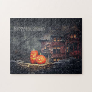 Halloween Haunted House Pumpkin Jack o Lantern Jigsaw Puzzle