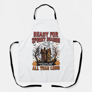Halloween Haunted House Ready for Spooky Season Te Apron