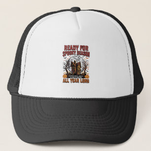 Halloween Haunted House Ready for Spooky Season Te Trucker Hat