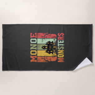 Halloween Haunted House Retro Monsters Beach Towel