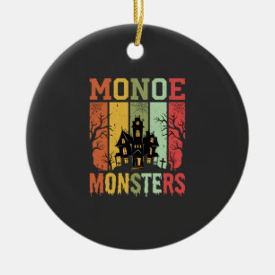 Halloween Haunted House Retro Monsters Ceramic Ornament