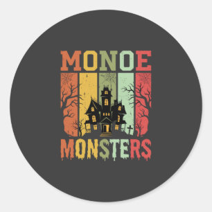 Halloween Haunted House Retro Monsters Classic Round Sticker