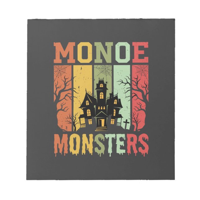 Halloween Haunted House Retro Monsters Notepad (Front)