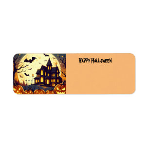 Halloween haunted house return address label