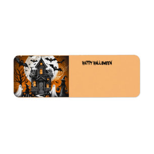 Halloween haunted house return address label