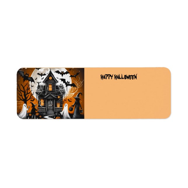 Halloween haunted house return address label (Front)