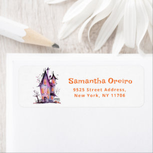 Halloween haunted house return Address Label