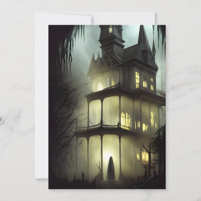 Halloween Haunted House Scary Holiday Card (Front)