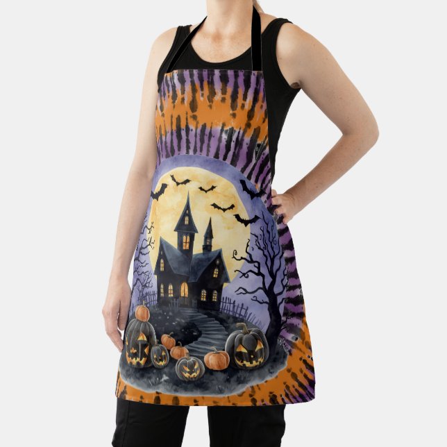 Halloween,Haunted House, Scary Pumpkins,Bats Apron (Insitu)