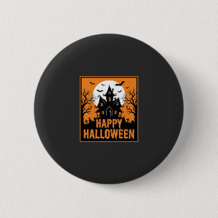 Halloween Haunted House Silhouette Vector Design_1 6 Cm Round Badge