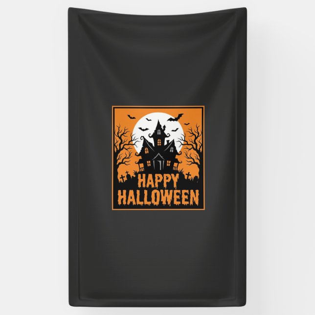 Halloween Haunted House Silhouette Vector Design_1 Banner (Vertical)