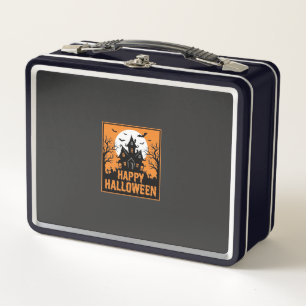 Halloween Haunted House Silhouette Vector Design_1 Metal Lunch Box