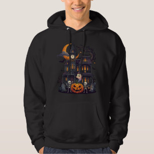 Halloween Haunted House Skeletons Pumpkin Ghost Cr Hoodie