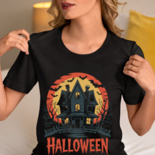 Halloween Haunted House– Spooky Bats and Full Moon T-Shirt