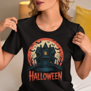 Halloween Haunted House– Spooky Bats and Full Moon T-Shirt