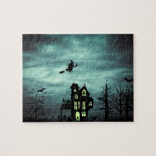 Halloween Haunted House Spooky Scary Witch Jigsaw Puzzle