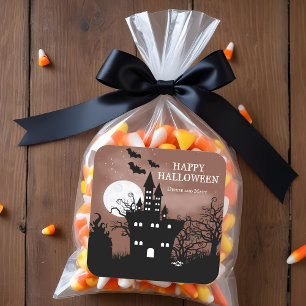 Halloween Haunted House Square Sticker